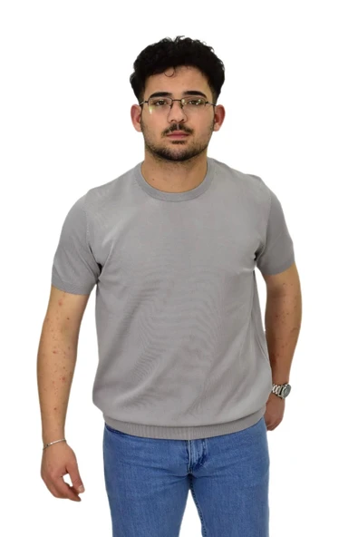 Erkek Triko Sıfır Yaka Tişört  P6035 BGL-ST04505 - Resim 5