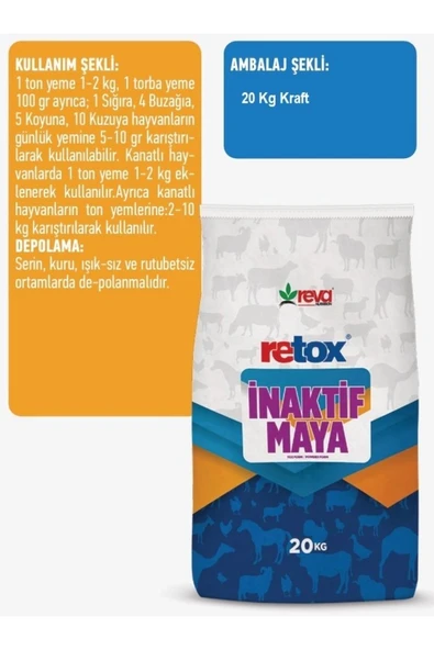 Hs Tarım Retox İnaktif Maya-Toksin Bağlayıcı Yem Katkı Maddesi 20 Kg Kraft - Resim 3