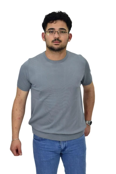 Erkek Triko Sıfır Yaka Tişört  P6035 BGL-ST04505 - Resim 6