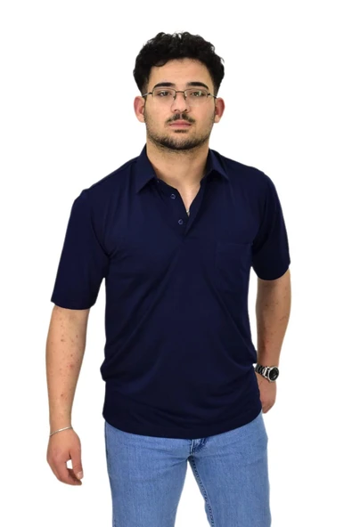 Erkek Büyük Beden Gömlek Yaka Tişört T6065 BGL-ST04540 - Resim 3