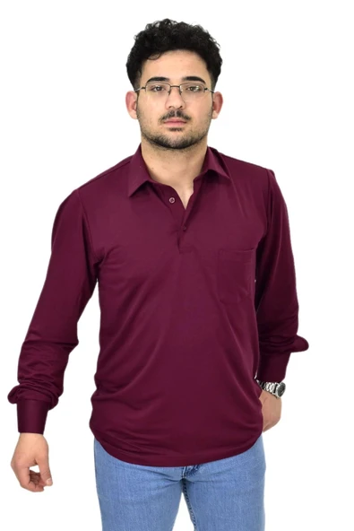 Erkek Gömlek Yaka Uzunkol Tişört T6063 BGL-ST04542 - Resim 5