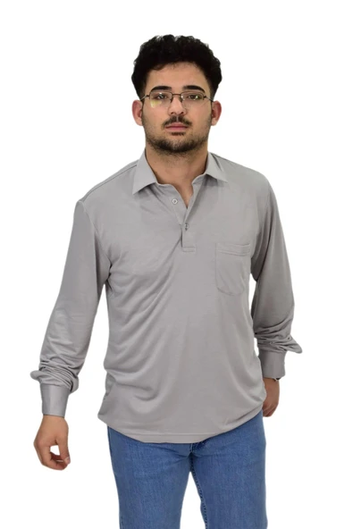 Erkek Gömlek Yaka Uzunkol Tişört T6063 BGL-ST04542 - Resim 6