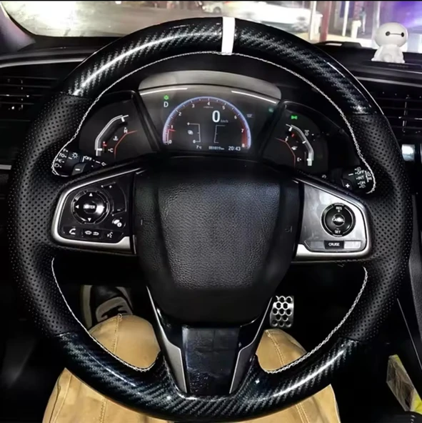 Honda Civic Fc5 Araca Özel Direksiyon Kılıfı (5D KRİSTAL KARBON NOKTA)