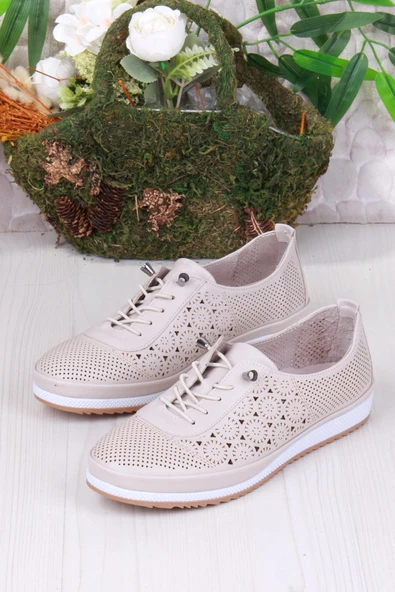 Fort 701-3 Anatomik Rahat Lazer Baskılı Delikli Lastik Bağcıklı Kadın Ayakkabı - Resim 9