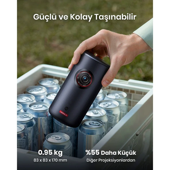 Anker Nebula Capsule 3 Laser Akıllı Taşınabilir Projeksiyon Cihazı - 300 ANSI Lümen Lazer - 1080p HD Çözünürlük - 8W Dolby Digital Hoparlör - D2426 (Anker Türkiye Garantili) - 3