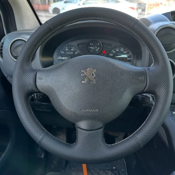 Citroen Berlingo Araca Özel Direksiyon Kılıfı NOKTA DÜZ GRİ İP ürün görseli