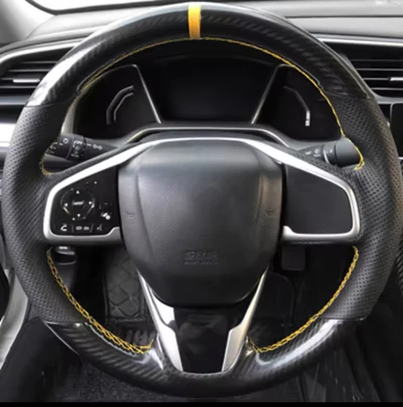 Honda Civic Fc5 Araca Özel Direksiyon Kılıfı (5D KRİSTAL KARBON NOKTA) ürün görseli