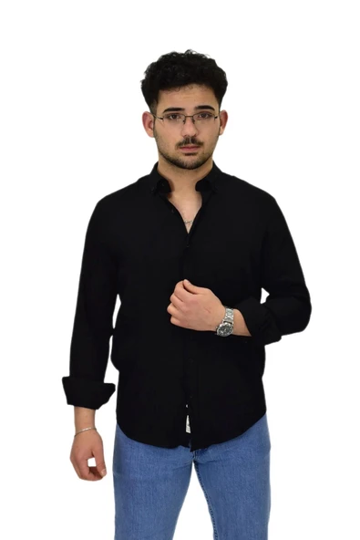 Erkek Spor Silim Fit Uzun Kol Gömlek G5019 BGL-ST04493 - Resim 3