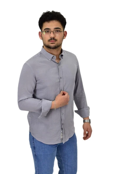 Erkek Spor Silim Fit Uzun Kol Gömlek G5033 BGL-ST04492 - Resim 11