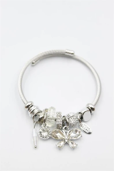 Kelebek Charm Bilezik - Beyaz