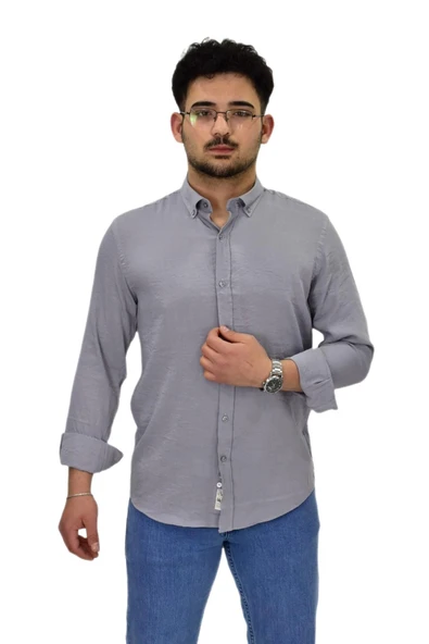 Erkek Spor Silim Fit Uzun Kol Gömlek G5033 BGL-ST04492 - Resim 3