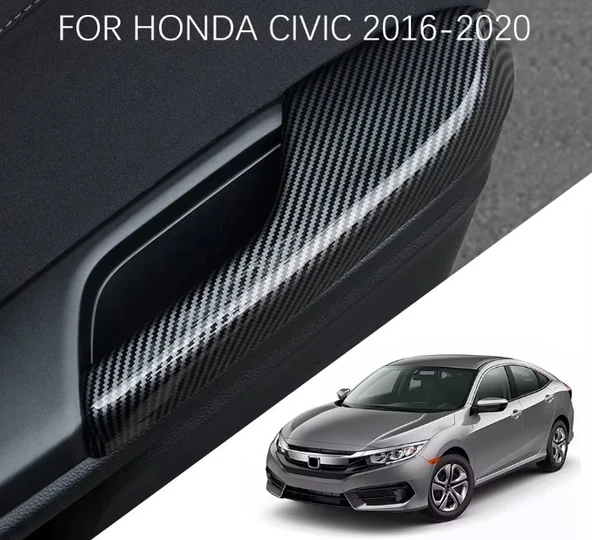Honda Civic FC5 FK7 Type-R için 2016-2021 Karbon Fiber Kapı Kol Dayama Koruyucu Kapak Trim