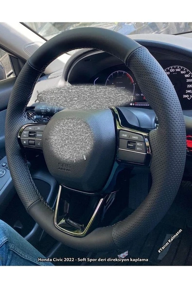 Honda Civic 2022 Uyumlu Araca Özel Direksiyon Kılıfı (SOFT NOKTA NAPA) ürün görseli