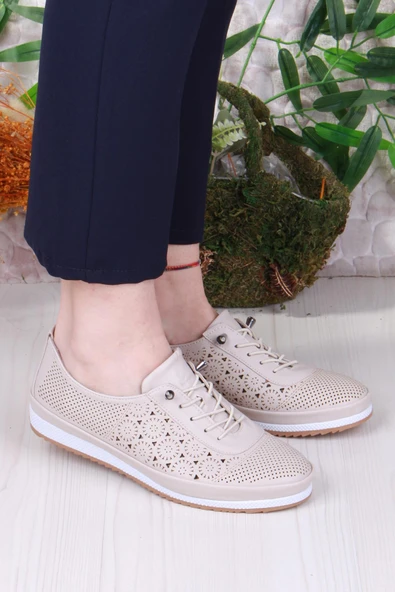 Fort 701-3 Anatomik Rahat Lazer Baskılı Delikli Lastik Bağcıklı Kadın Ayakkabı - Resim 7