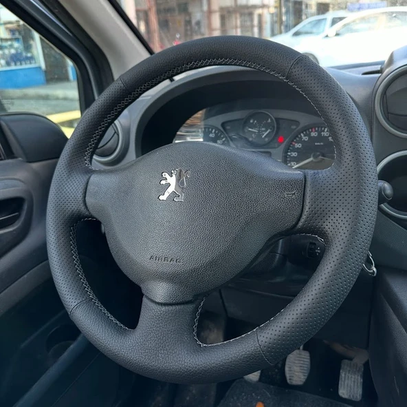 Citroen Berlingo Araca Özel Direksiyon Kılıfı NOKTA DÜZ GRİ İP - Resim 2