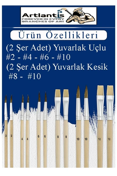 Ahşap Palet Oval Naturel 12 li Resim Fırçası Seti 1 Paket Yuvarlak ve Kesik Uçlu Boyama Fırçası Akrilik Yağlı Guaj Boya - 4