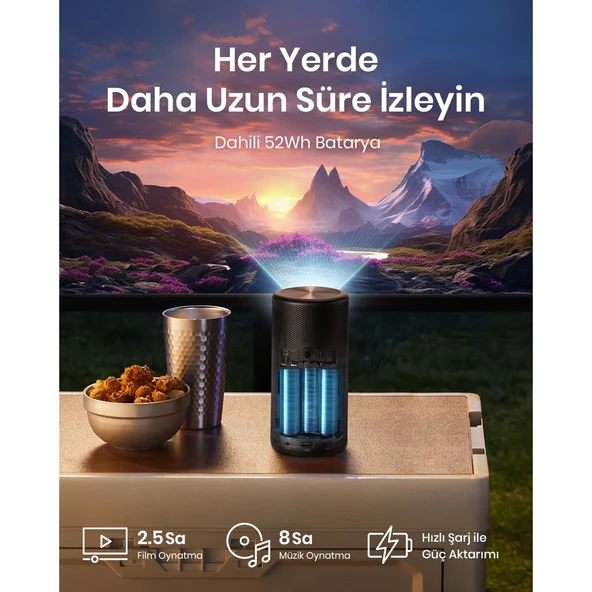 Anker Nebula Capsule 3 Laser Akıllı Taşınabilir Projeksiyon Cihazı - 300 ANSI Lümen Lazer - 1080p HD Çözünürlük - 8W Dolby Digital Hoparlör - D2426 (Anker Türkiye Garantili) - 7