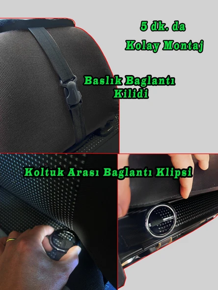 Oto Koltuk Koruyucu Kılıf Siyah Universal  2 Parça Ön 1 Parça Arka - 2