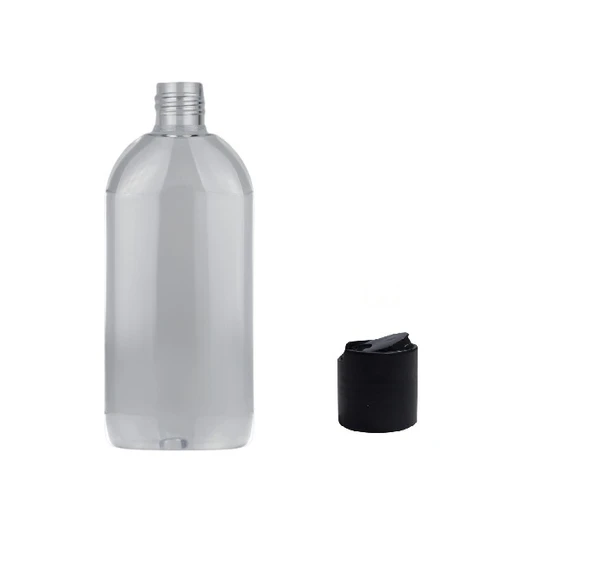 500ml pet şeffaf şişe disctop kapak, 24 adet, dezenfektan şişesi, kozmetik şişe, şampuan şişesi, plastik şişe, aroma şişesi