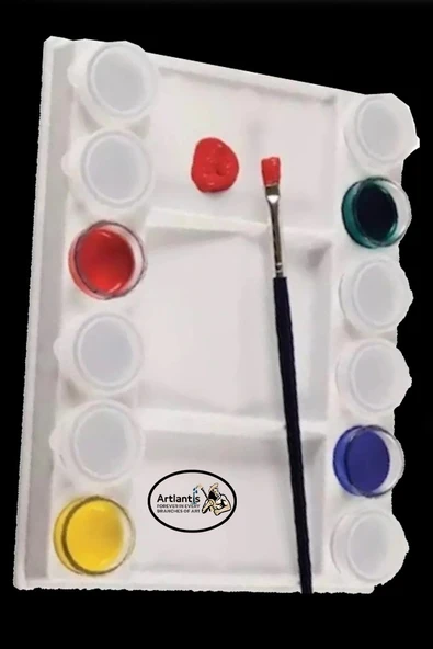 12 li Şişeli Boya Palet Kabı 1 Paket Kapaklı Şişe Resim Paleti Godeli Sanatsal Plastik Palet ve Saklama Kabları Akrilik - 3