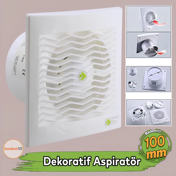 100 mm Dekoratif Banyo Wc Mutfak Büro Aspiratörü Havalandırma Fan Kirli Hava Kötü Koku Egzoz Fanı
