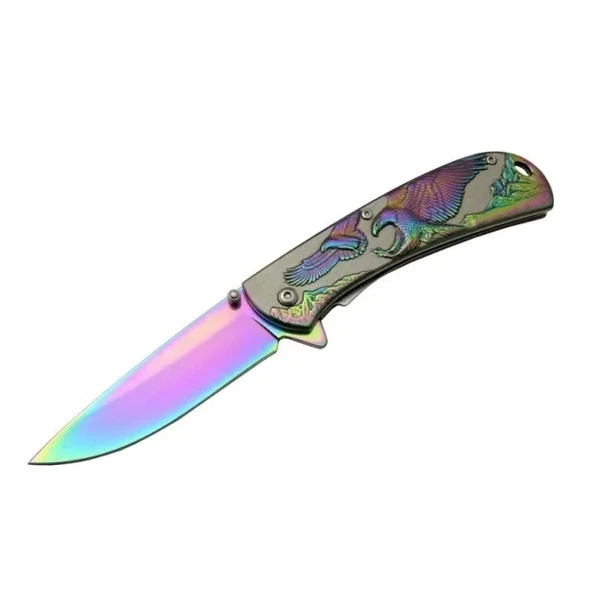 Kartal  Çift Gökkuşağı 20 Cm Kamp / Outdoor Çakı 21cm - Yarı Otomatik, Kemerlikli, Kutulu
