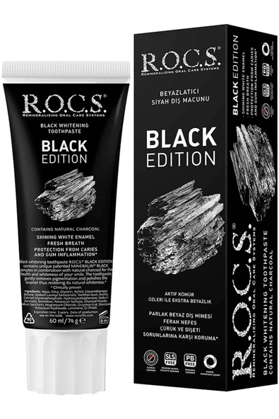 R.O.C.S. Rocs Black Edition Charcoal Diş Macunu 60 Ml (sls,paraben Içermez)