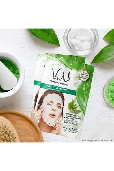 Vien Natural Beauty Aloe Vera Aktif İçerikli Tek Kullanımlık Yüz Bakım Maskesi