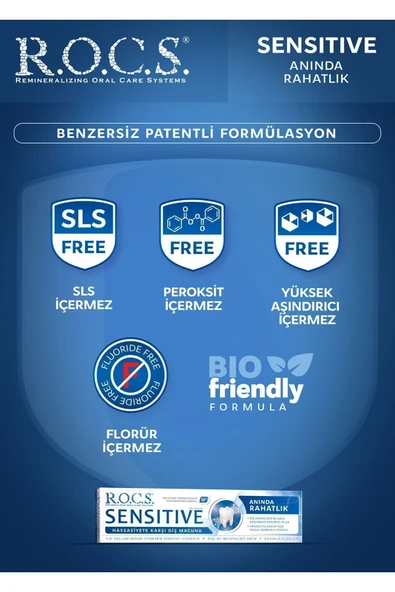 R.O.C.S. Sensitive Instant Relief Anında Ferahlık Florürsüz Diş Macunu 75 ml - 4