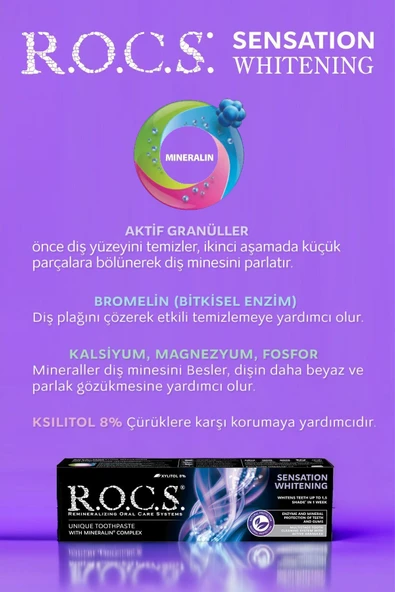 R.O.C.S. Rocs Sensatıon Whıtenıng Ekstra Beyazlatıcı Diş Macunu 74gr X 2 Adet - 3