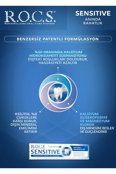 Sensation Rocs Sensitive Instant Relief Hassas Dişler Için Rahatlatıcı Diş Macunu - 94 G - 2