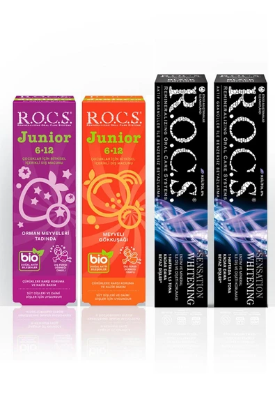 R.O.C.S. R.o.c.s Sensation Whitening Macun Ve 6-12 Junior Macun Aile Seti-(2 Sensation -1 Gökmeyve-1 Orman) ürün görseli 1