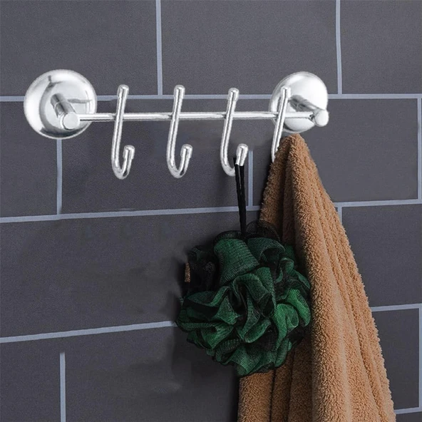 Metal 4'lü Askı Banyo Lavabo Vidalı Askılık Sağlam Aparat Krom Askılık Elbise Havlu Asma Askı - 3