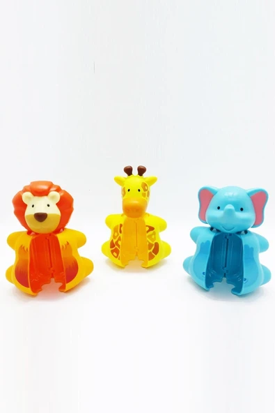 Flipper Zürafa Figürlü Otomatik Kapaklı Diş Fırçası Hijyenik Saklama Kabı 3lü Set - Fil / Aslan - Resim 2