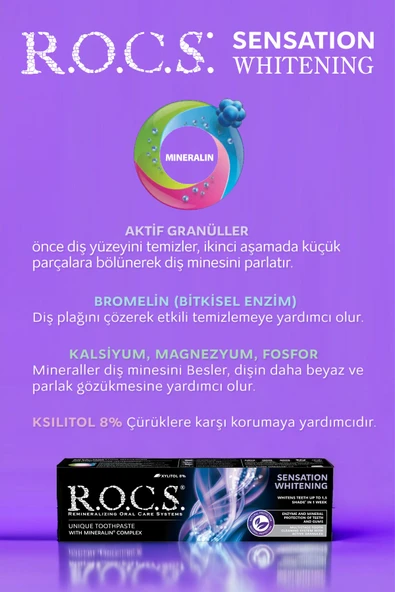 R.O.C.S. Rocs Sensation Whitening Beyazlatıcı Diş Macunu Ve 2 Diş Fırçası - 3