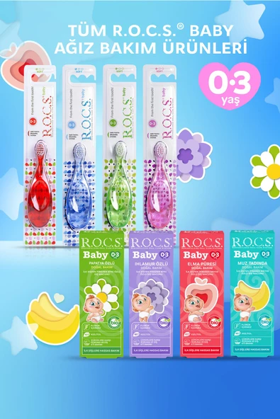 R.O.C.S. Rocs Baby 0-3 Yaş Bebek Diş Fırçası - Mavi - 4