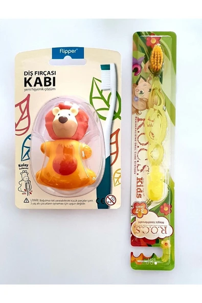 R.O.C.S. Diş Fırçası Ve Flipper Hijyenik Saklama Kabı Seti - Aslan Fiğürlü