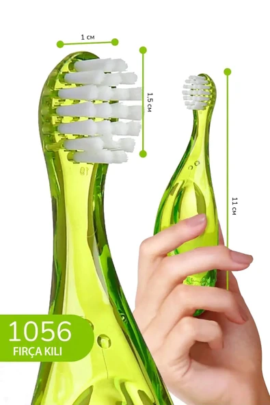 R.O.C.S. Baby 0-3 Yaş Diş Fırçası Ve Flipper Hijyenik Saklama Kabı Seti - Aslan Figürlü Yeşil Fırça - Resim 4