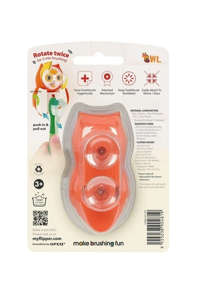 Flipper Kum Saatli Diş Fırçası Hijyenik Saklama Kabı - Turuncu - 6