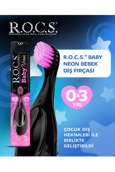 R.O.C.S. Baby Neon 0-3 Yaş Için Ekstra Yumuşak Diş Fırçası - Pembe