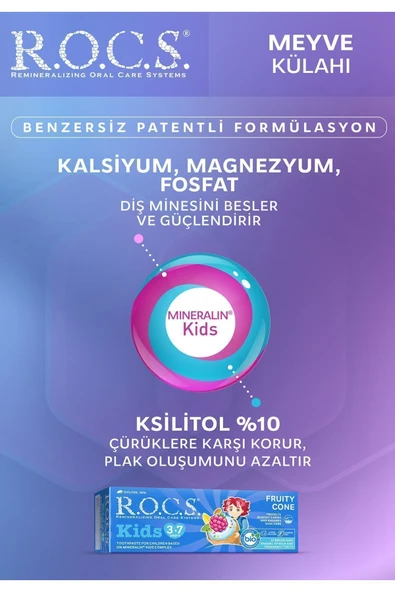 R.O.C.S. Rocs Kids 3-7 Yaş Meyveli Çocuk Diş Macunu Meyve Külahı 35ml. - 2