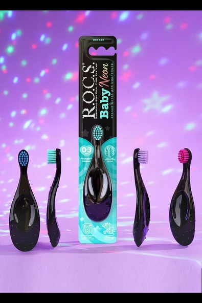 R.O.C.S. Baby 0-3 Yaş Için Ihlamur Özlü Diş Macunu Ve Baby Neon 0-3 Yaş Diş Fırçası Seti-mor - Resim 2