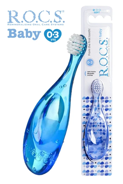 R.O.C.S. Rocs Baby 0-3 Yaş Bebek Diş Fırçası - 2 Adet - Mavi Ve Yeşil - 3