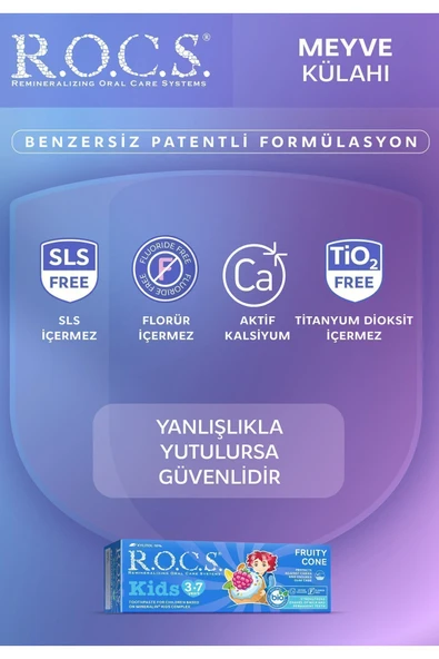 R.O.C.S. Rocs Kids 3-7 Yaş Meyveli Çocuk Diş Macunu Meyve Külahı 35ml. - 4