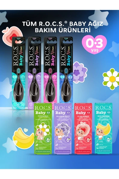 R.O.C.S. Baby Neon 0-3 Yaş Için Ekstra Yumuşak Diş Fırçası - Mor - 5