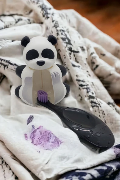 R.O.C.S. Baby Neon 0-3 Yaş Diş Fırçası Mor Ve Flipper Hijyenik Saklama Kabı Seti - Panda Figürlü - Resim 4