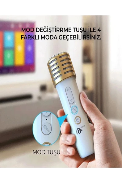 Karaoke Bluetooth Hoparlör Aggıy Ag-s7 Kablosuz Mikrofonlu Rgb Led Parti Işıklı - 3