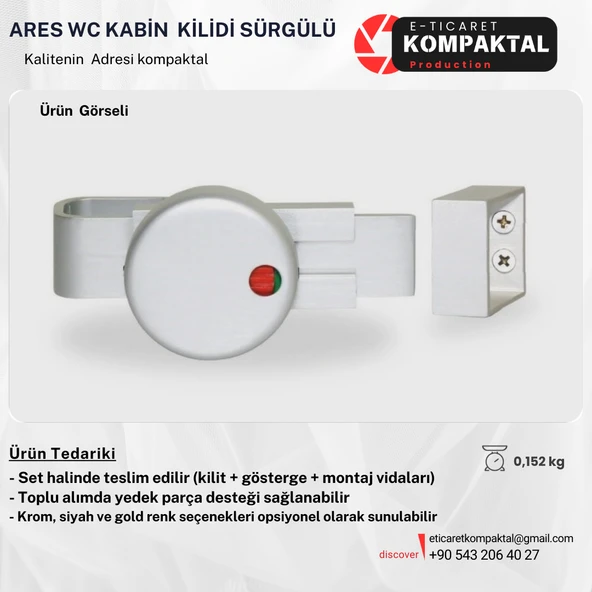 ARES Wc Kabin Kilidi Sürgü - 3