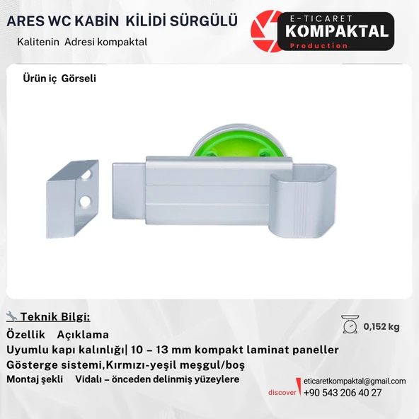 ARES Wc Kabin Kilidi Sürgü