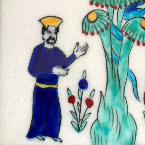 Yasak Meyvenin Koparılışı 20x20 cm El Boyama İznik Çini Karo - Resim 3